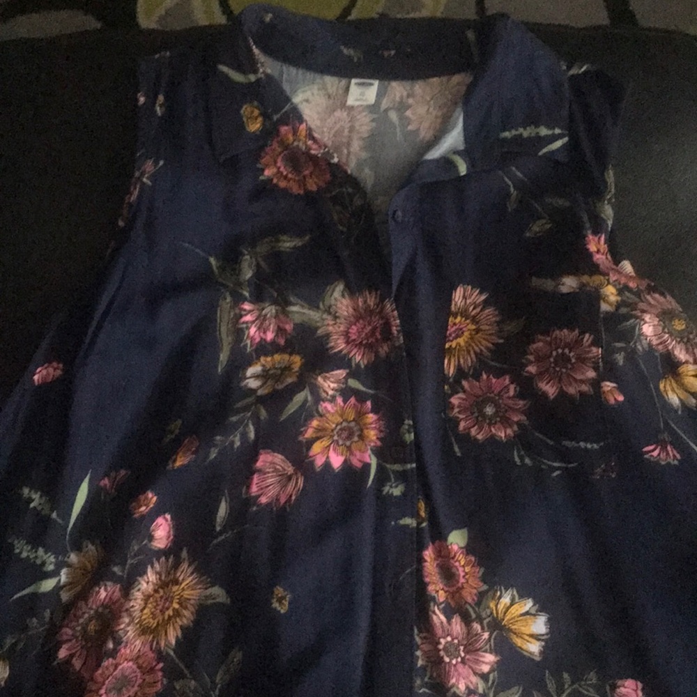 Dark blue button up knee length